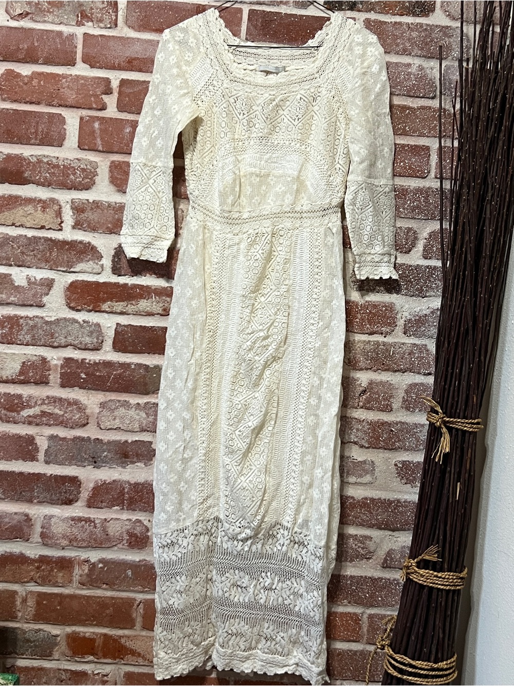 ZARA Boho Lace Maxi Dress in Cream